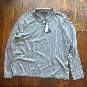 NWT Magaschoni Men’s Light Gray Long Sleeve Polo Sweater